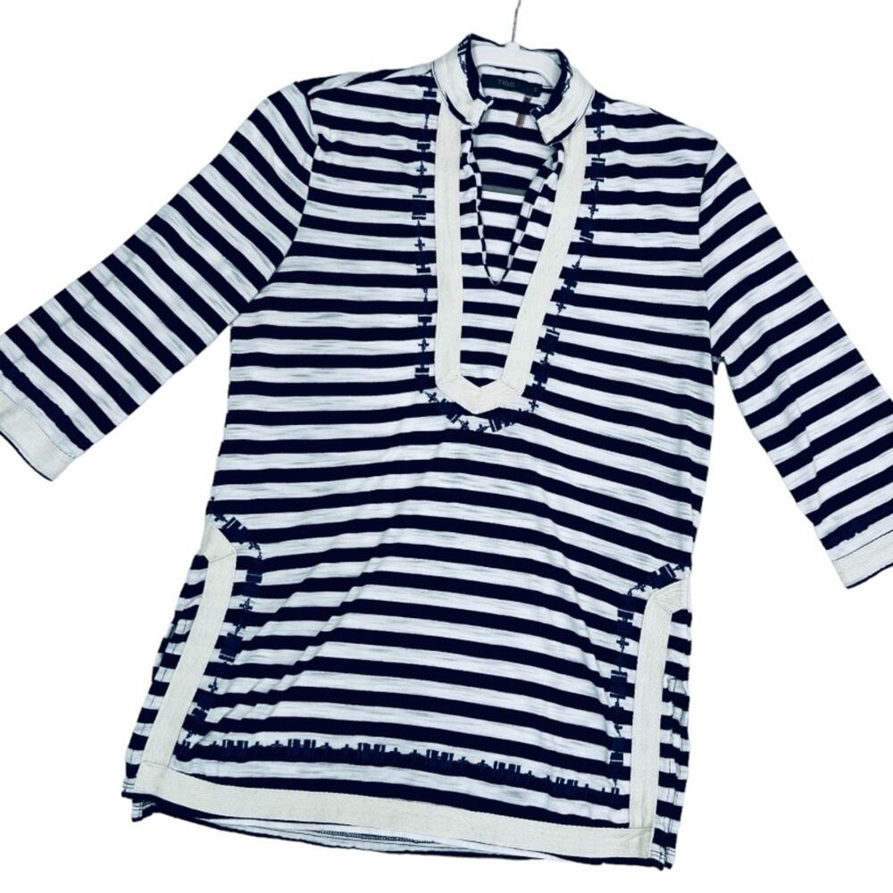 THML Navy White Stripes 3/4 Sleeve Top S